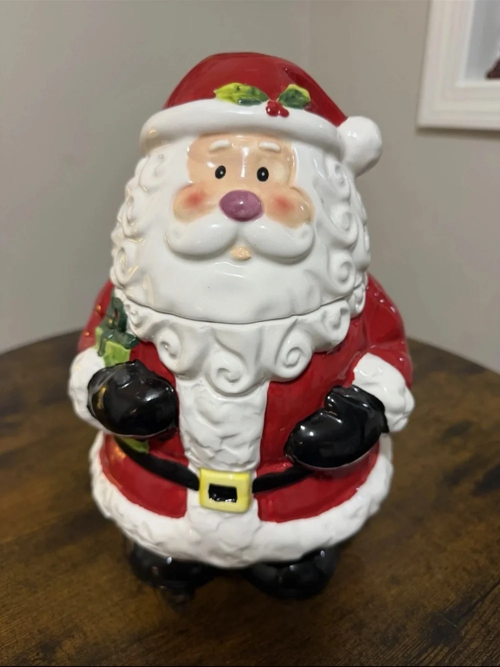 Festive Santa Cookie Jar - Red Holiday Décor